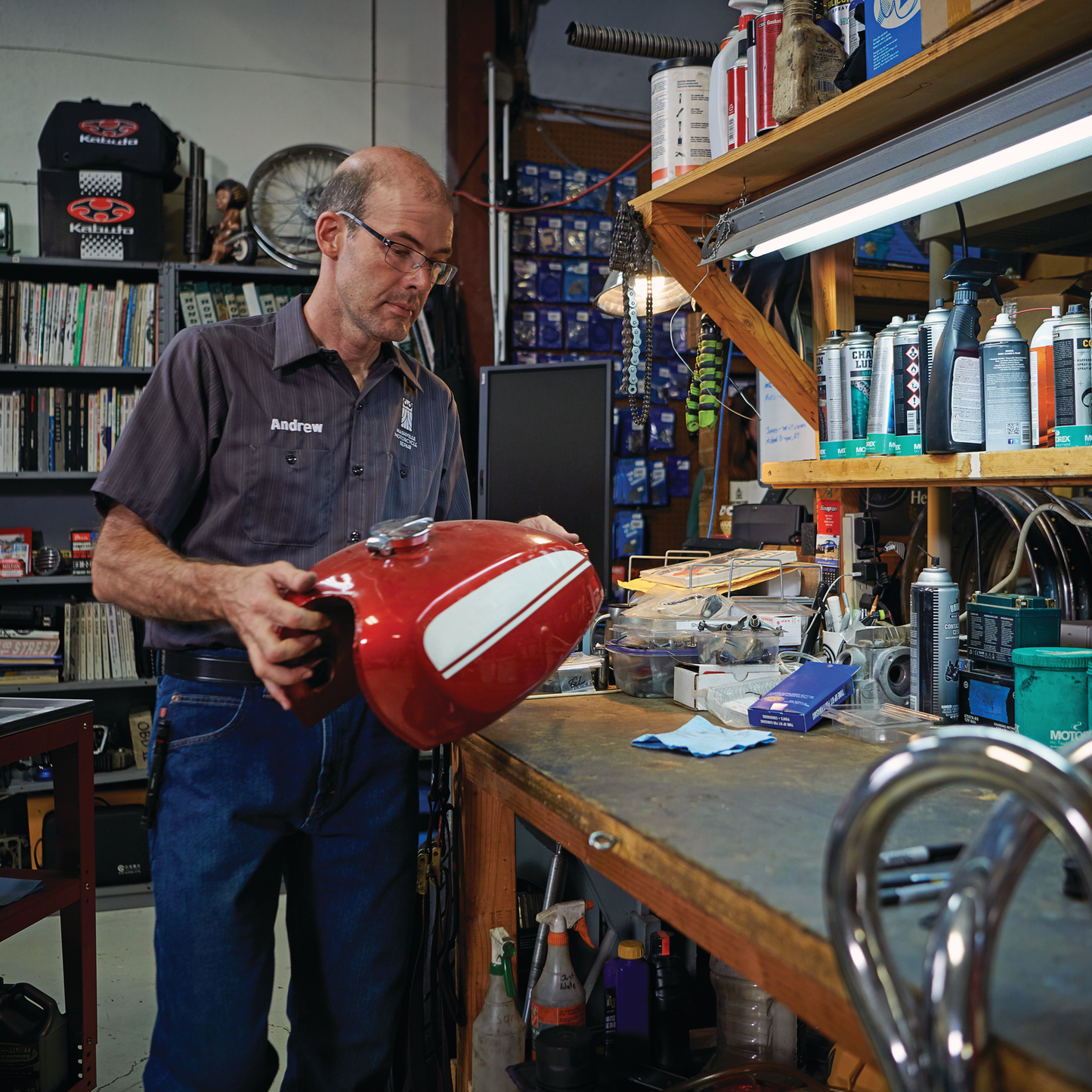 Red Kap - Camisa de trabajo a rayas de manga corta para hombre - SP20
