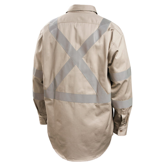 Black Stallion - Camisa de trabajo de algodón FR con cinta reflectante de 5 cm - WF2112-ST