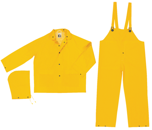 MCR Safety - Traje de lluvia de 3 piezas, serie clásica, inflamabilidad limitada (chaqueta, capucha y pantalón), 0,35 mm - FR2003