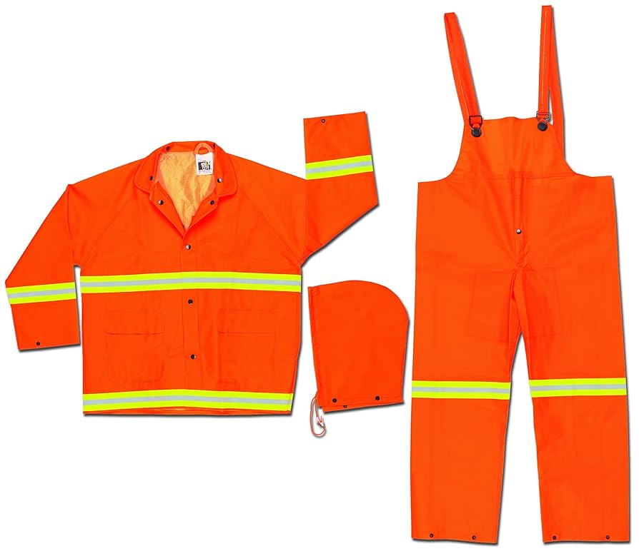 MCR Safety - Traje de lluvia de 3 piezas Luminator™, raya lima, 0,35 mm - 611-2013R