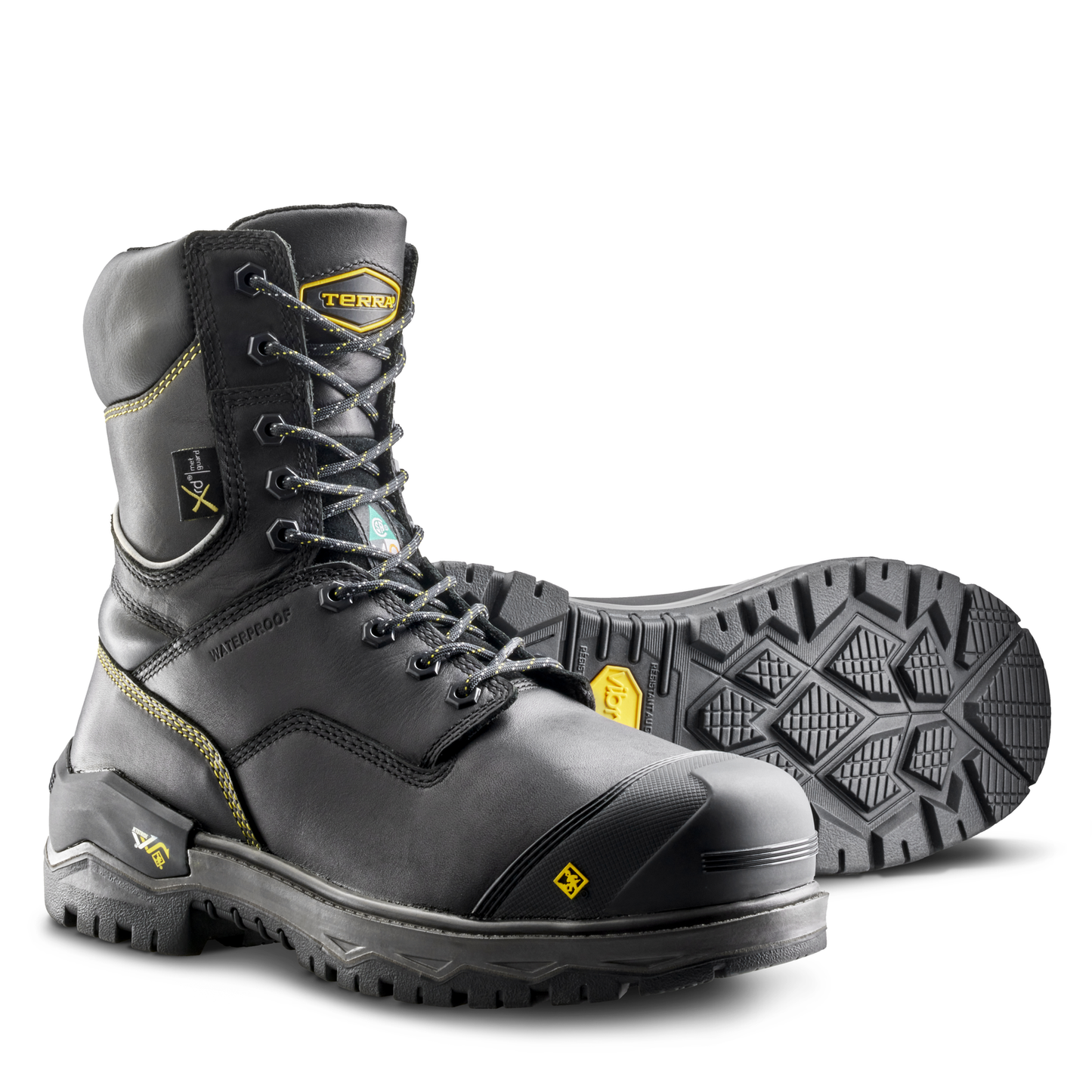 Terra - Bota de trabajo de seguridad Terra Gantry de 8" con punta de nanocompuesto impermeable y protección interna para hombre - 839CBK