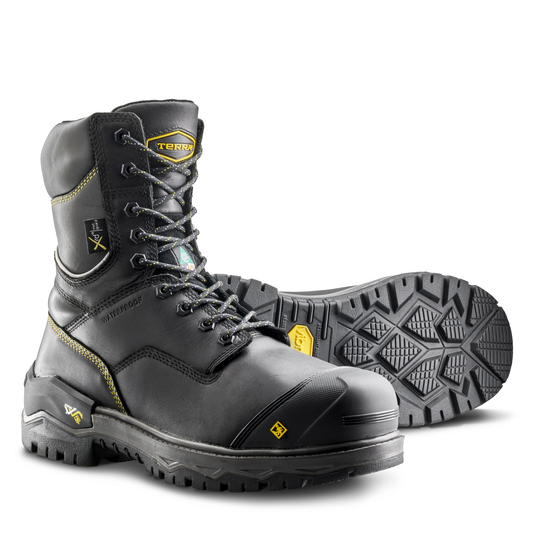 Terra - Bota de trabajo de seguridad Terra Gantry de 8" con punta de nanocompuesto impermeable y protección interna para hombre - 839CBK