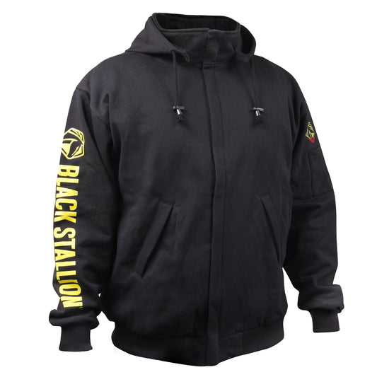 Black Stallion - Sudadera con capucha y cremallera completa de algodón ignífugo de 12 oz - JF1331-BK