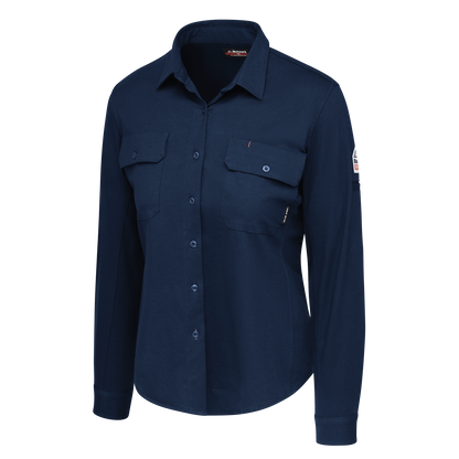 Bulwark - Camisa de punto flexible con botones para mujer - STG5